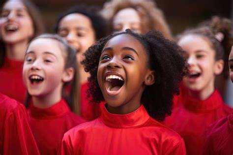 premium photo  group  children singing  laughing