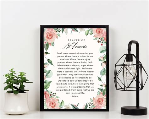 Prayer of St Francis of Assisi Printable Wall Art Floral Blush - Etsy