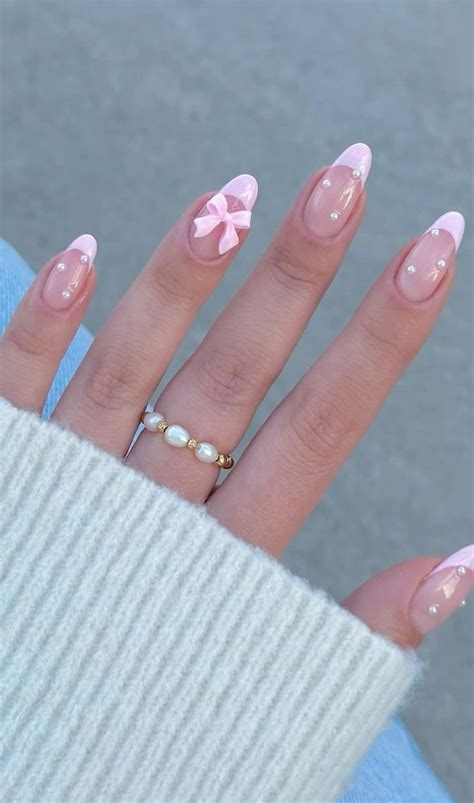 Beautiful Bow Nails In Cute Pink Nails Pink Wedding Nails