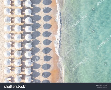 Aerial View Amazing Beach White Umbrellas Stock Photo 687715900 ...