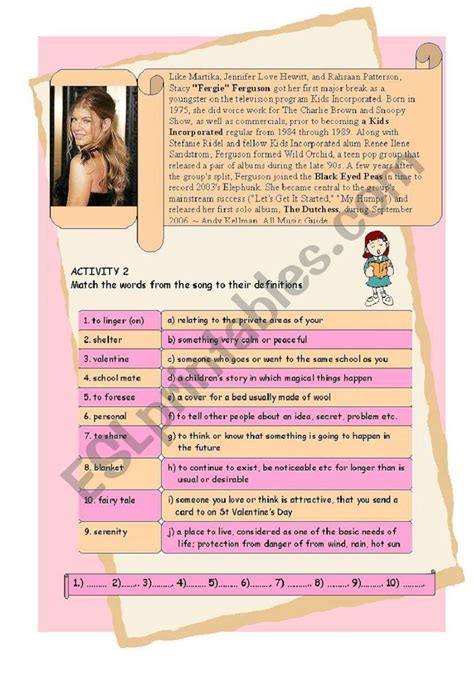 Fergie Song Big Girls Dont Cry Pages Esl Worksheet By Skwarka