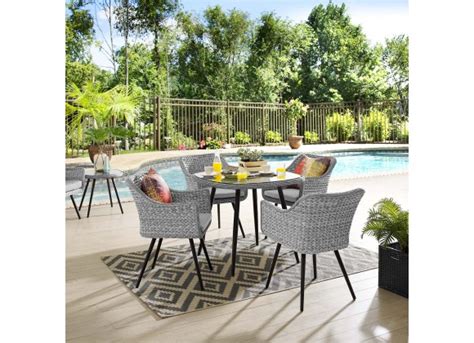 Modway Endeavor Piece Outdoor Patio Wicker Rattan Dining Set Gray