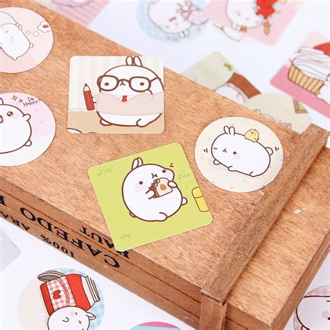 Molang Rabbit Stickers Set Potato Rabbit Stickers Molang Etsy Uk