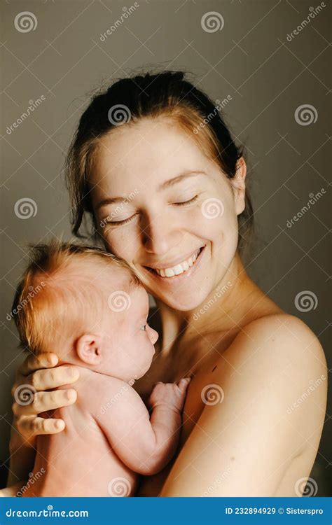 Portrait Of Mother Holding New Born Baby Stock Image Image Of Hand