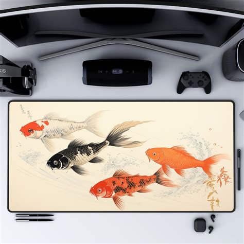 Koi Fish Desk Mat Desk Mat Extra Large Extended Mousepad Japanese