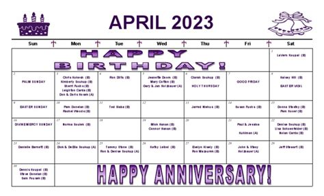 April 2023 Birthdays and Anniversaries | PDF | Observances | Jesus