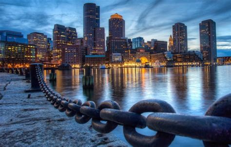 🔥 Free Download Wallpaper Boston City Usa Waterfront Skyscrapers By