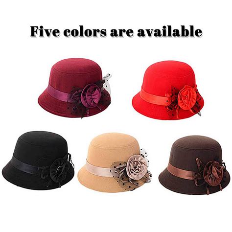 Buy Glamorstar Vintage Felt Cloche Hat Winter Floral Fedora Bucket Hat