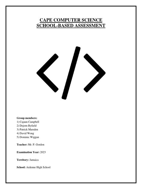 Cape Computer Science School Based Assessment Group Members Pdf User Computing String