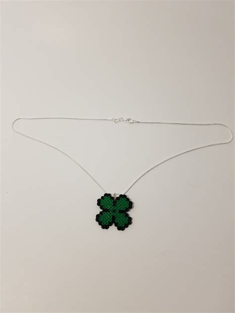 Four Leaf Clover Perler Bead Necklace Etsy