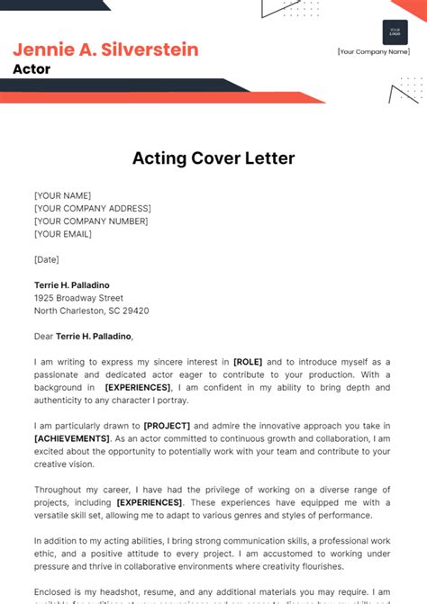 Acting Cover Letter Template - Edit Online & Download Example