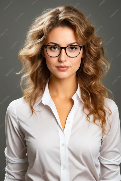 Premium Photo Woman Wearing Glasses And White Shirt Is Posing For Picture Generative Ai