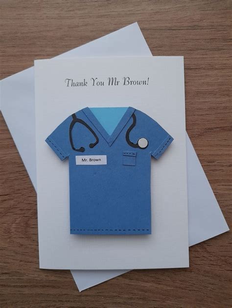 Personalised Thank You Card For Surgeon Or Doctor Choose Colour Scrubs