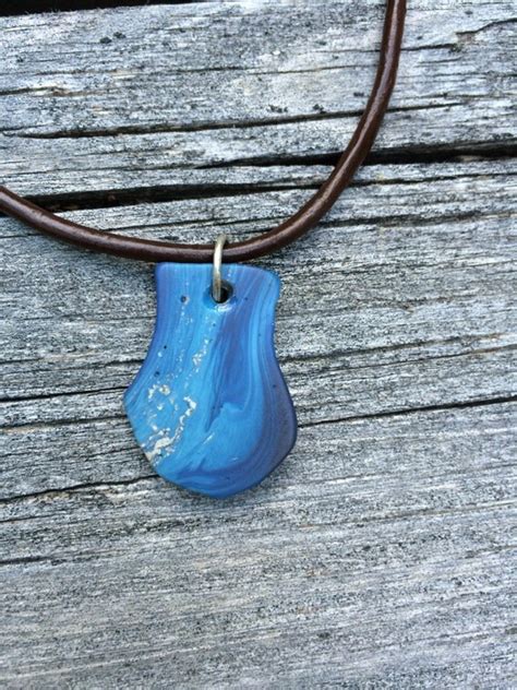 Blue Iron Ore Slag Glass Necklace Pendant By InclusionsILike