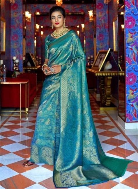 Buy Sky Blue Pure Soft Silk Wedding Wear Weaving Saree Online From