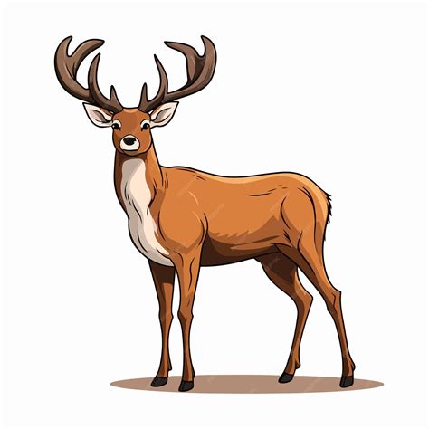 Premium Vector Deer Flat Vector Illustration Deer Cartoon Hand Drawing Isolated Vector