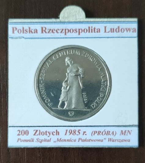 Próba 200 złotych 1985 Pomnik Szpital Godzięcin Licytacja na