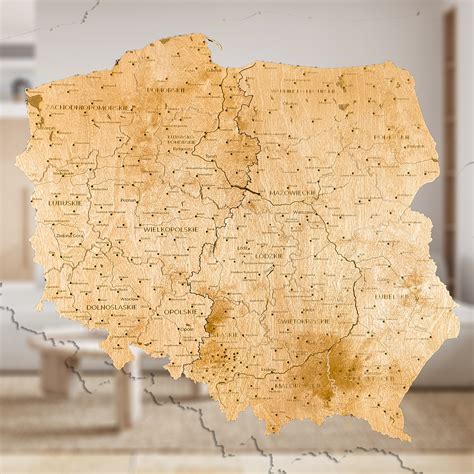 Drewniana mapa Polski 60x60cm 5mm ozdoba na ścianę 12899540412 Allegro pl