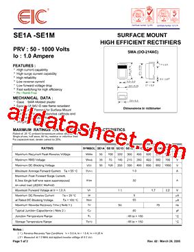 SE1G Datasheet PDF EIC Discrete Semiconductors