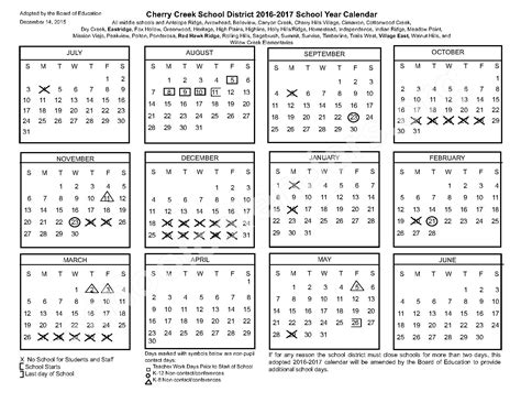 2016 - 2017 Common Calendar | Cherry Creek School District – Greenwood Village, CO