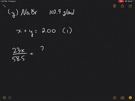 A Mixture Of Nacl And Nabr Has A Mass Of G And Contains G Of