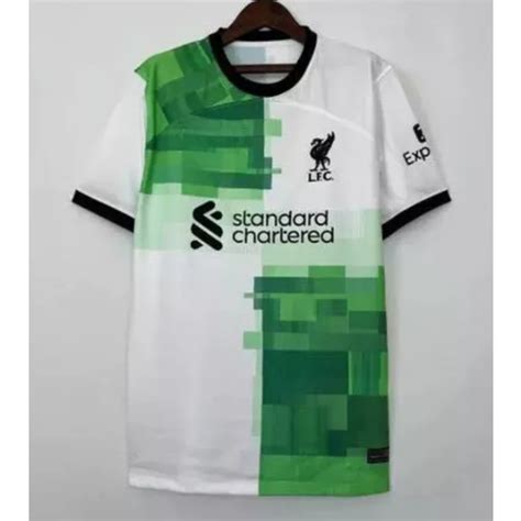 Camisa Liverpool 23 24 Away Torcedor Masculina Branco Verde