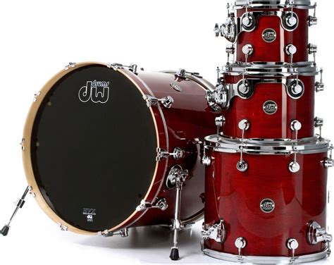 DW Drums Performance 4 Piece Shell Set 22 Bass Cherry Stain Lacquer