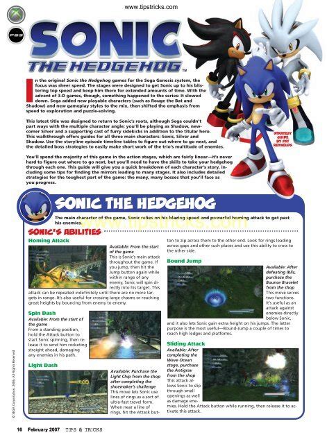 Sonic The Hedgehog Tips Tricks Magazine