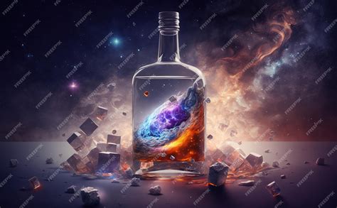 Premium Photo | Bottle in middle of galaxy. creative drink ads, milky ...