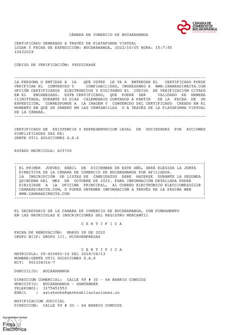 GU Soluciones Camara DE Comercio Octubre 5 2022 CÁMARA DE COMERCIO