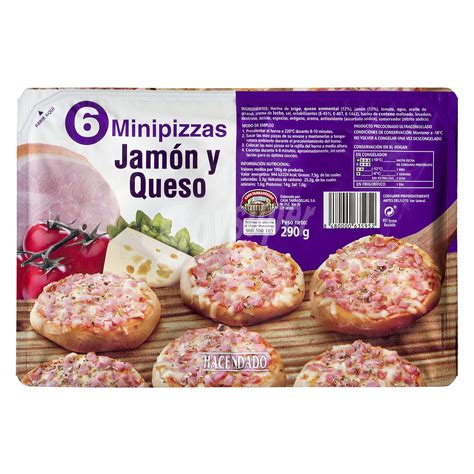 Hacendado Pizza Congelada Jamon York Queso Mini Paquete De 6 Unidades