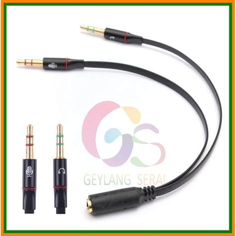 Jual Splitter Audio Jack Mm Female Ke Dual Mm Male Hifi Mic Hear