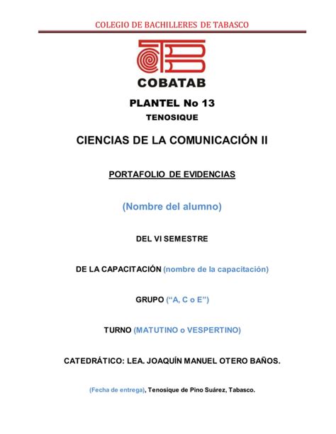 Portada Portafolio De Evidencias PDF