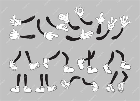 Premium Vector | Hand feet mascot animation Different movement legs and hands comic character ...