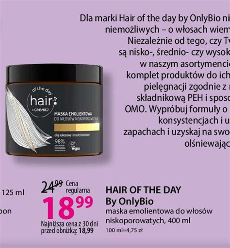 Maska Emolientowa Do W Os W Niskoporowatych Only Bio Hair Of The Day