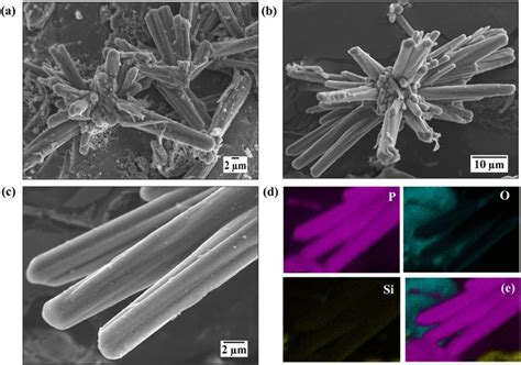 A C Sem Images Of Fibrous Red Phosphorus Immobilized Quartz Sand D