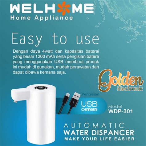 Jual Pompa Galon Air Elektrik Listrik Portable Welhome Wdp Water