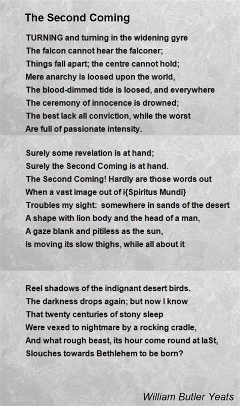 The Second Coming Poem By William Butler Yeats Poem Hunter Yeats