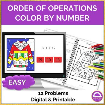 Christmas Order Of Operations Color By Number Activity Digital And