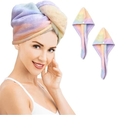 Lot De 2 Serviettes À Cheveux En Microfibre Séchage Rapide Super