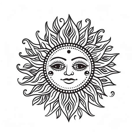 Premium Ai Image A Black And White Drawing Of A Sun With A Face