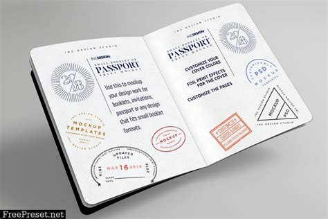 Passport Booklet Photo Realistic Mockup