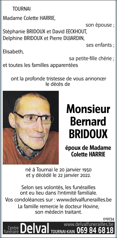 Bernard Bridoux Avis N Crologique Lavenir Net