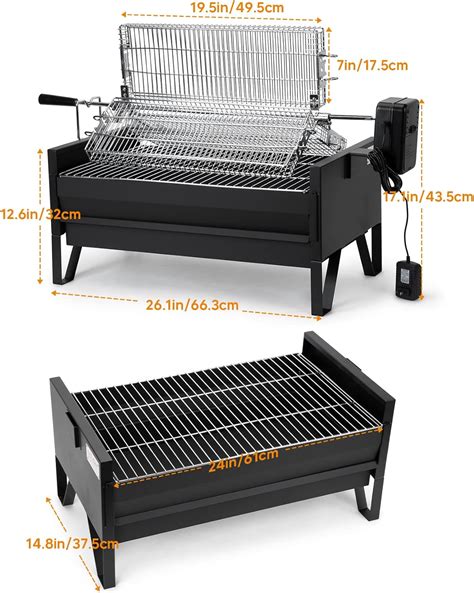 Onlyfire Kit de asador de carbón 2 en 1 con 3 cestas giratorias de