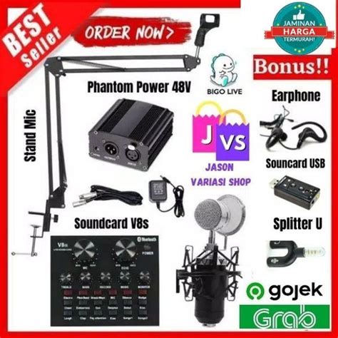 Jual Paket Recording Komplit Microphone Mic Condenser BM 8000 Phantom