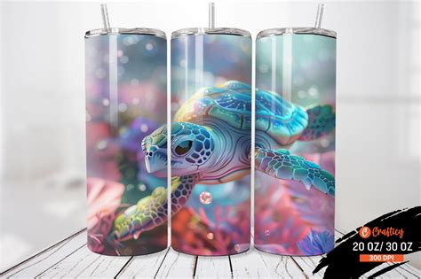 Cute Baby Sea Turtle Tumbler Wrap Graphic By Graftify Creative Fabrica