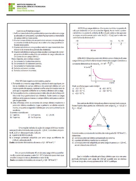 Potencial Elétrico Exercícios Resolvidos Pdf - Exercícios sobre Potencial Elétrico | PDF