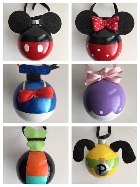 Disney Character Inspired Glass Holiday Ornaments Handpainted Etsy