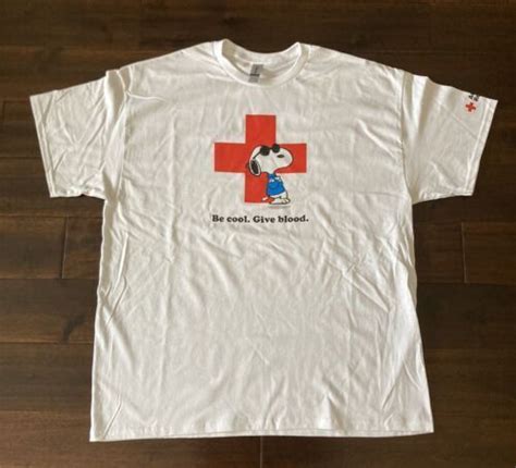 Be Cool Give Blood Snoopy Red Cross Xl Shirt Authentic Limited Peanuts