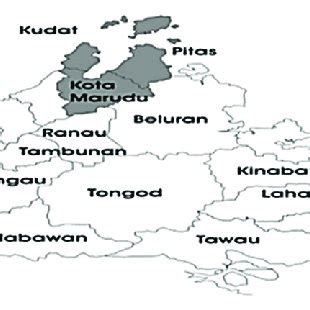 Kudat district and Kota Marudu in the map of Sabah (Source: Low ...